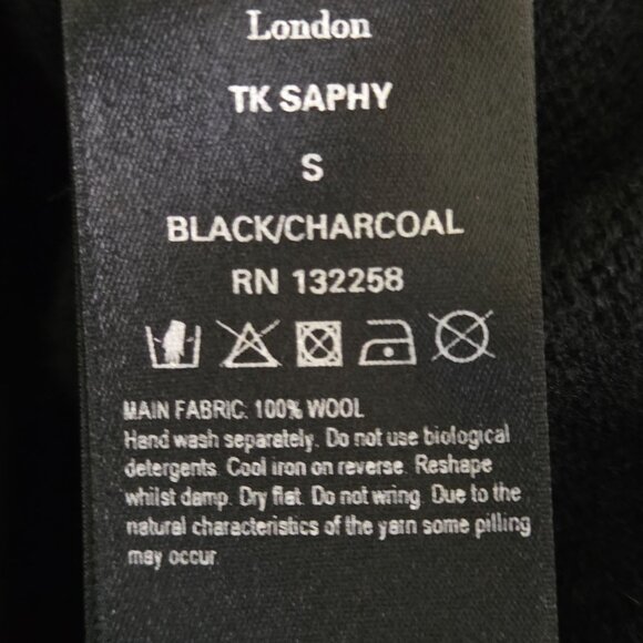 L. K. Bennett Black Gray Wool High Low 3/4 Sleeve Mock Neck Sweater Size S - Picture 7 of 7